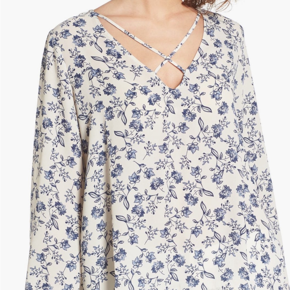 Lush Blue Floral Blouse